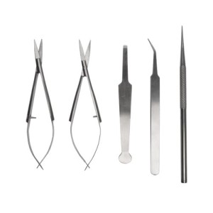 Zestaw 5 profesjonalnych narzędzi  rodbuildingowych ze stali nierdzewnej w drewnianym pudełku